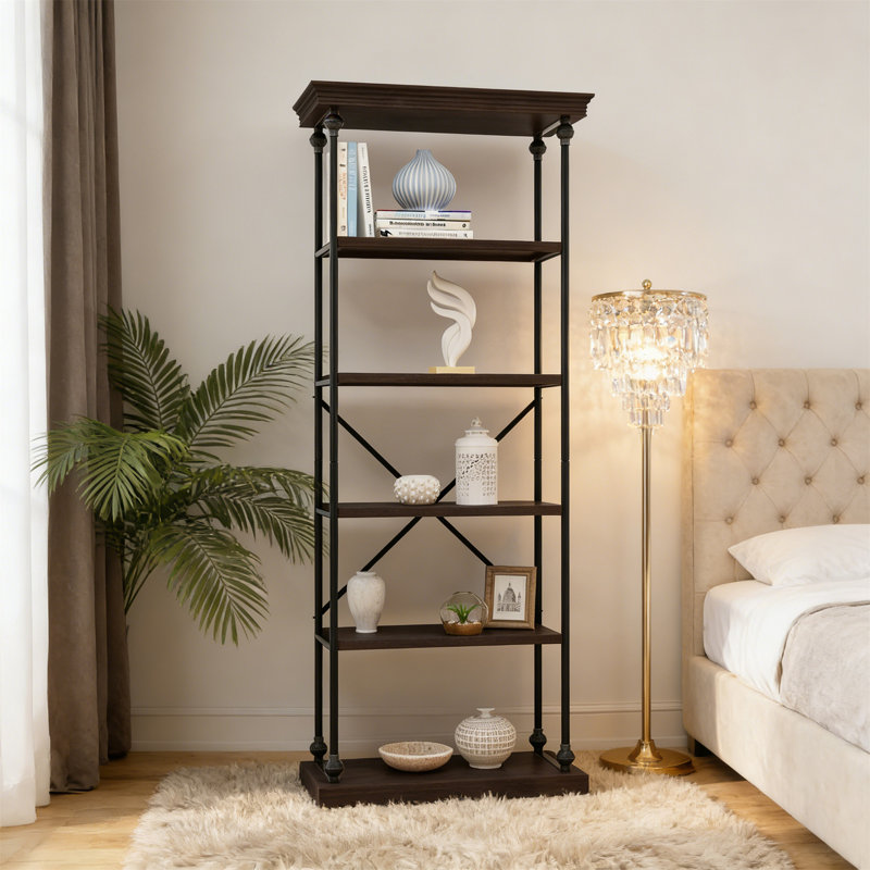 Metal Pipe Shelf With Fir Wood, Noir