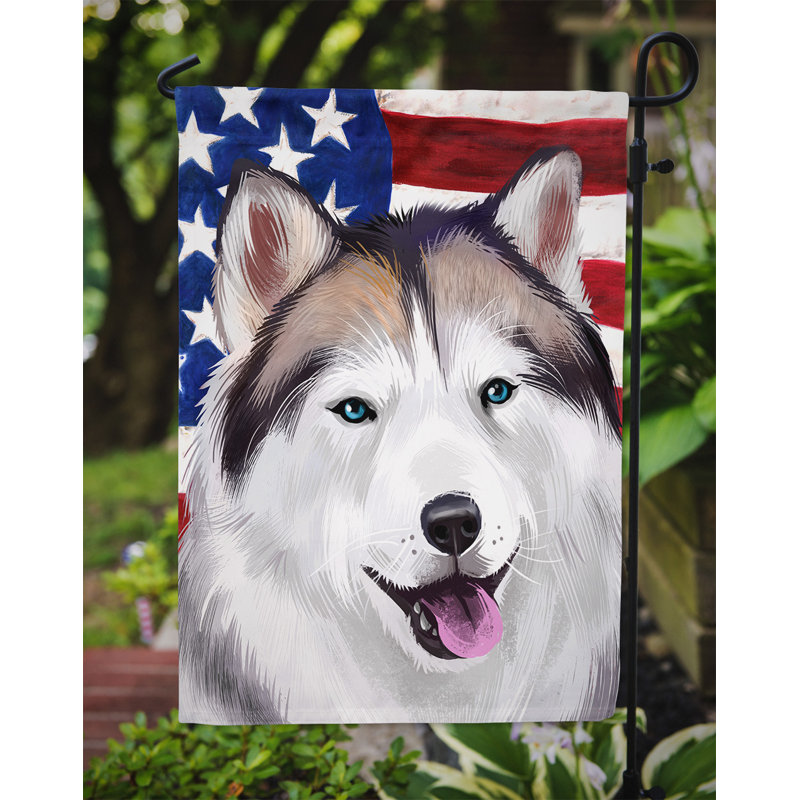 Polyester à 2 côtés 15 x 11 po drapeau de jardin, Husky d'Alaska