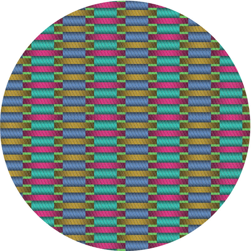 Tapis de zone vert foncé à motifs, Rond 6 pi