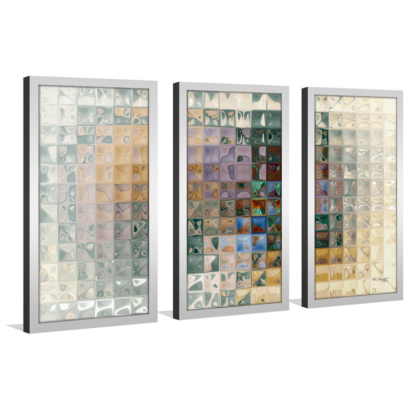 « tile art-7 2012 » par mark lawrence, ensemble de 3 impressions encadrées, H 33,5 po x l 52,5 po x P 1 po