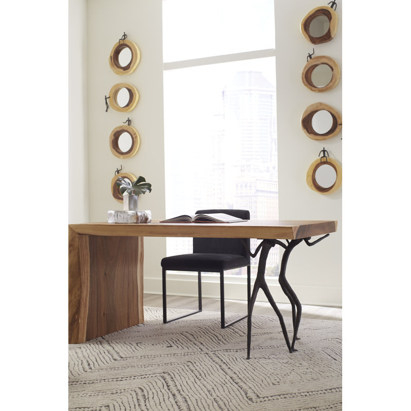 Atlas 12" Transitional Round Bronze Wood Beveled Accent Mirror