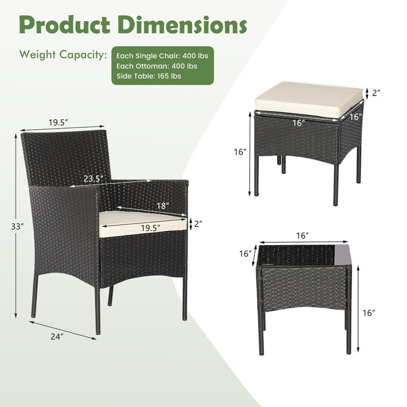 Jiachen 2 - Person Patio Conversation Set with Cushions