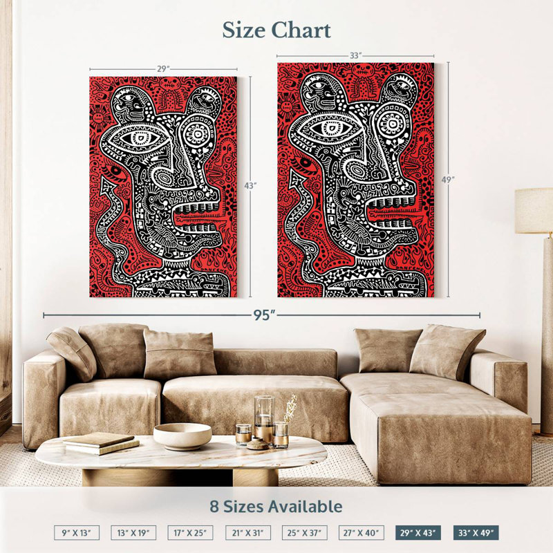 Tiki Head I Red, 51" H x 34" W