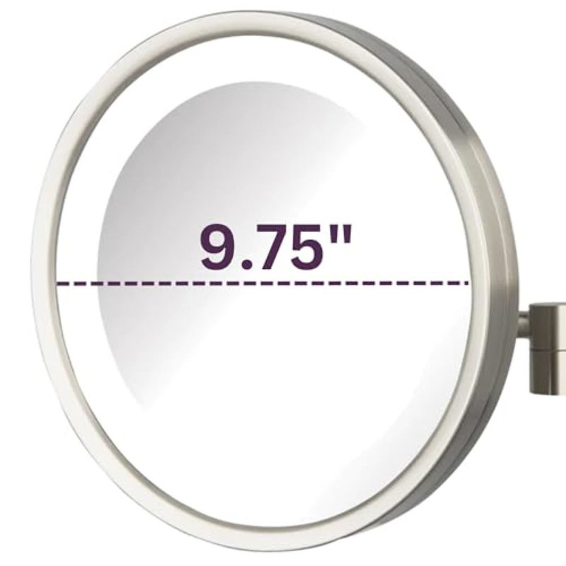 Miroir de maquillage lumineux à fixation murale de 9,5 po Jerdon, Nickel