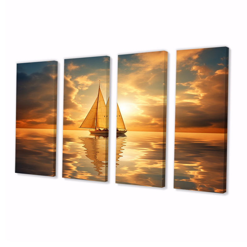 Amirali - Ensemble d'art mural bateau 4 pièces, H 28 po x l 48 po
