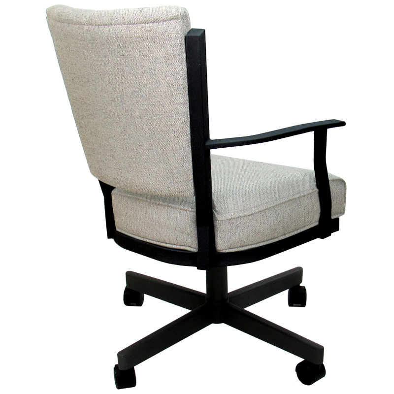 Danyael Metal Dining Caster Chair with Arms, Black, Hemsath Slate