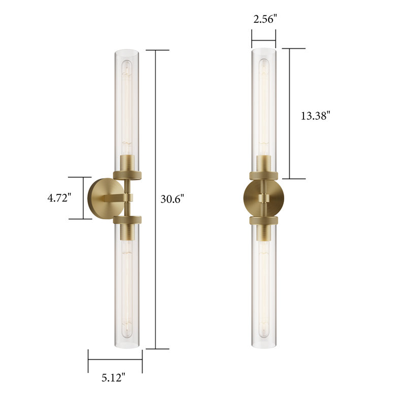 Twining 2 - Light Wallchiere Armed Sconce Wall Mounted Sconces Wall Lights(Including Bulbs), Brass