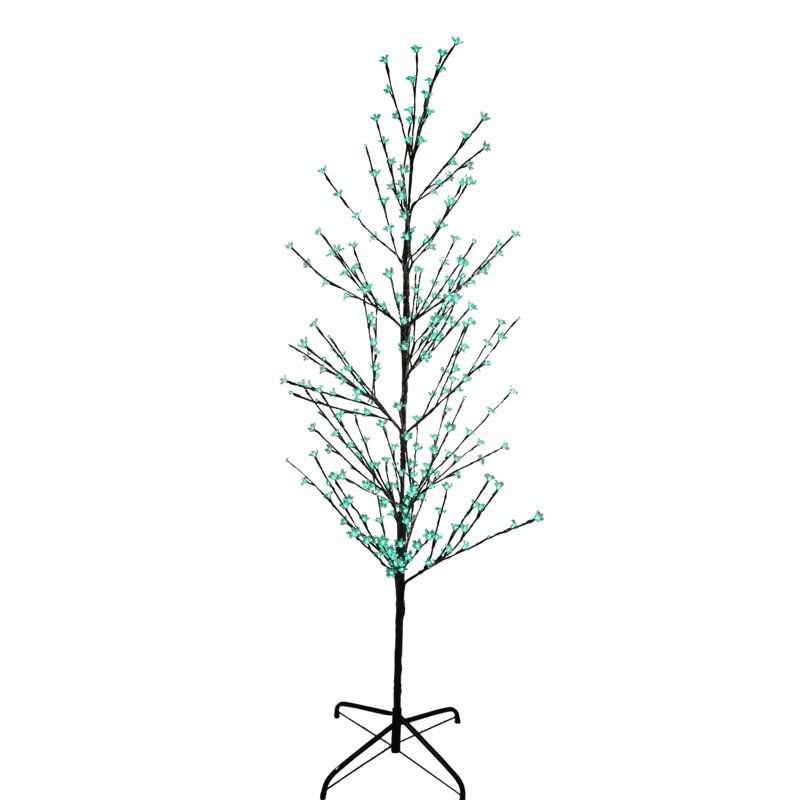 Arbre de printemps artificiel fleur de cerisier illuminé 6 pi avec lumières DEL vertes