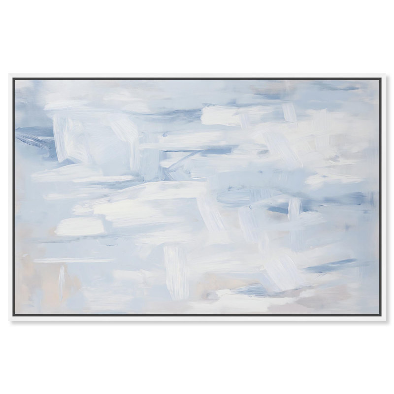 Art Remedy, toile abstraite neutre, H 25 po x l 37 po, Cadre flottant blanc