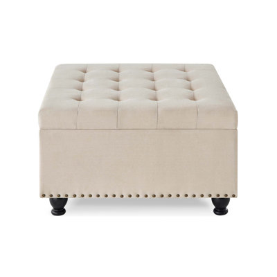 Cheriah 30"" Wide Square Storage Ottoman with Upholstered Button Tufted -  Alcott HillÂ®, 7DC3FD6B0F2C4F8CBE2CF067B6A0D15A