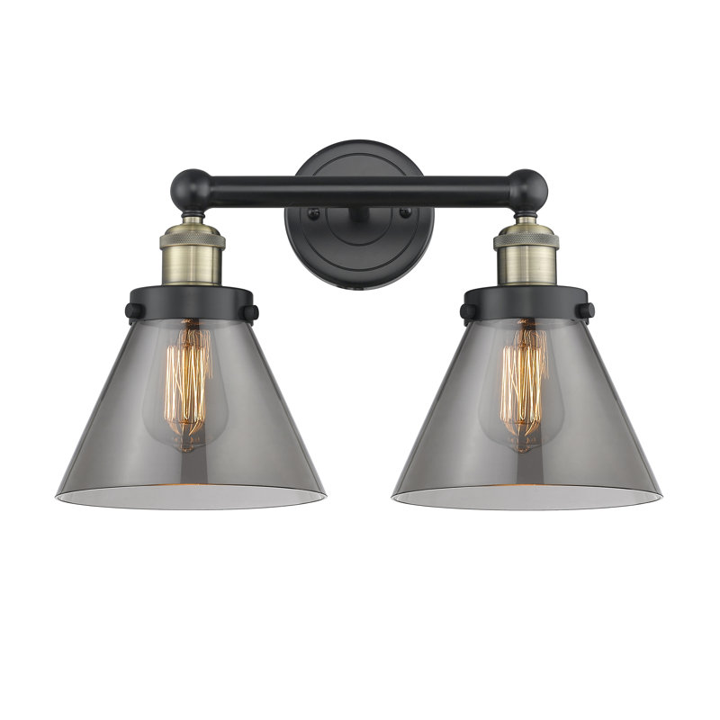 Éclairage pour meuble-lavabo à 2 lumières Artella, Plaqué couleur fumée, Laiton antique noir