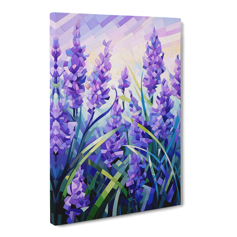 Lavender Flower Cubism - Wrapped Canvas, 76cm H x 50cm W x 3cm D