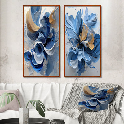 Lavande et balance des pivoines bleues I - Collection d'art mural abstrait 2 pièces