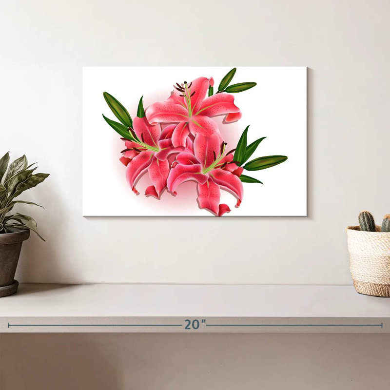 Harnek - jolies fleurs de lys roses, H 8 po x l 12 po