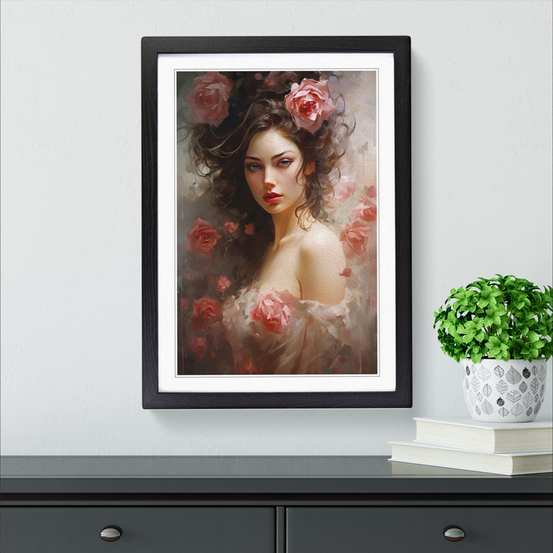 Rose Romanticism No.2 - Single Picture Frame Print on Wood, Black Framed, 34cm H x 25cm W x 2cm D