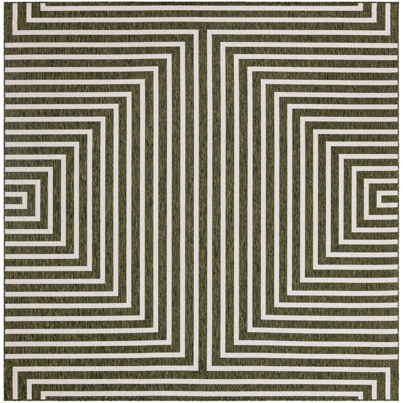 Contemporary Nykeia Area Rug Green Colour, Square 10'