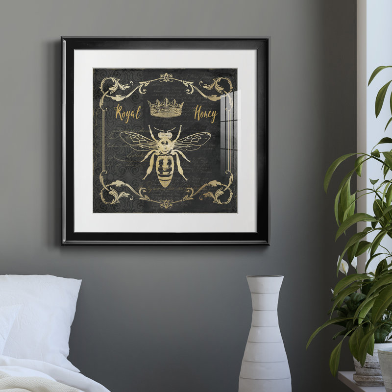 " Royal Honey Bee I ", Black Framed, 16" H x 16" W x 1" D