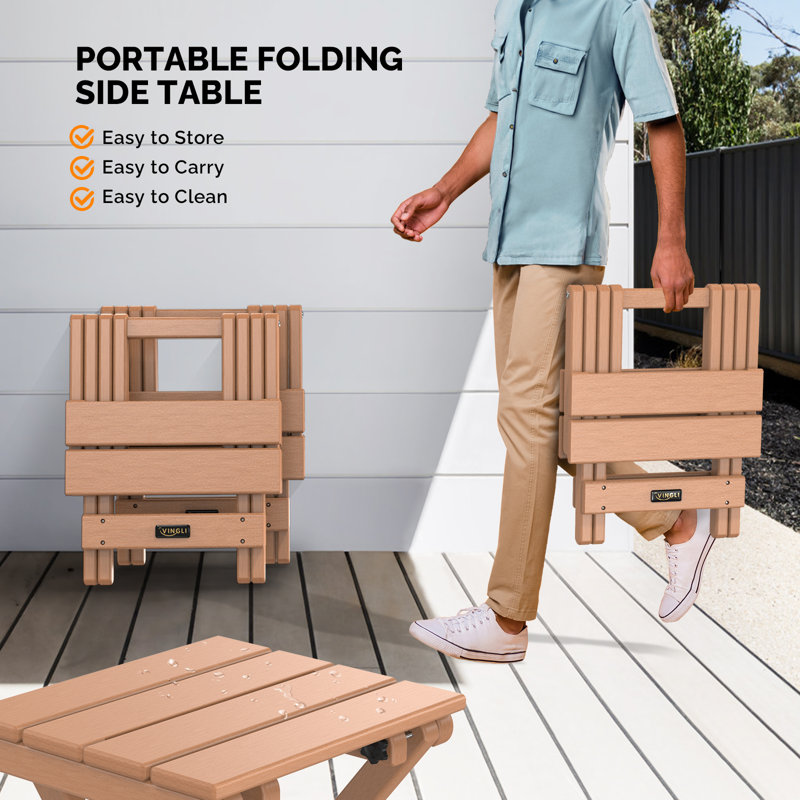 Patio HDPE Side Table, Brown