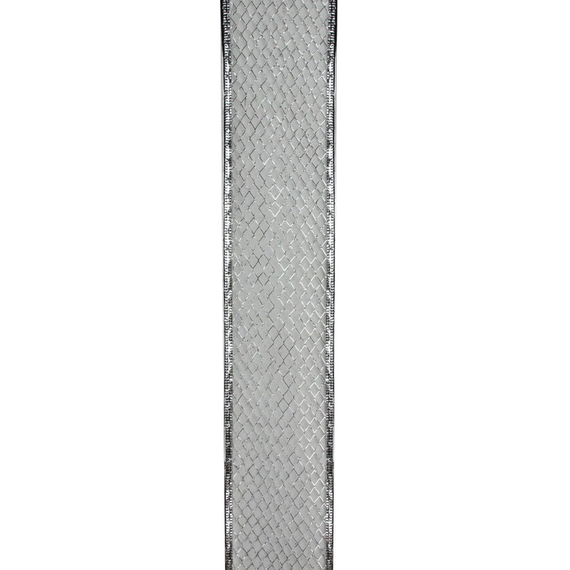 Ruban de Noël en fil métallique argenté scintillant métallique 2,5 x 10 verges