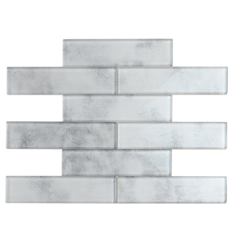 2X8 Subway Glass Mosaic Tile, Mineral