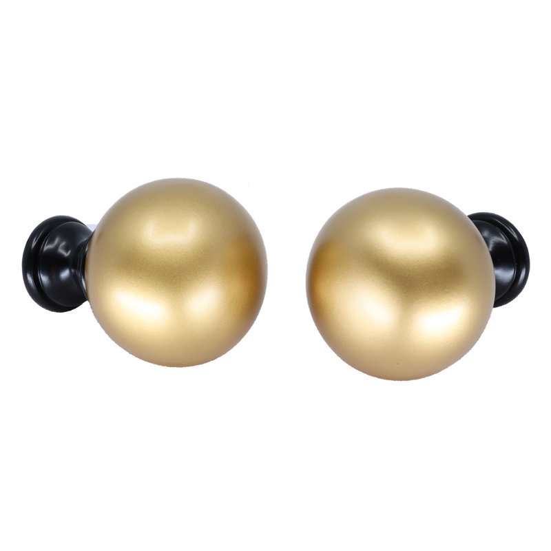 MERIVILLE 1" Diameter Single Window Curtain Rod Set with Gold Finials, Adjustable 48"–84", Black/Gold Finish, 48" - 84"
