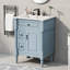 Meuble-lavabo autoportant vert 24 po avec lavabo en céramique, 3 tiroirs et tablette réglable-1235376235
