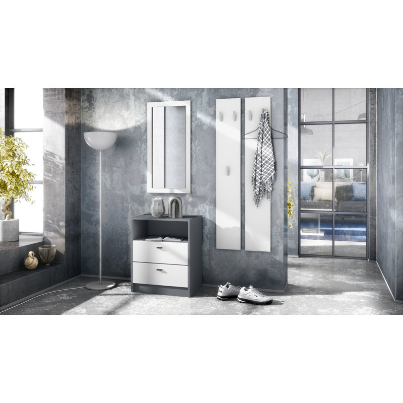 Laimdota 6 Pieces Hallway Set, Matte Anthracite/Matte White