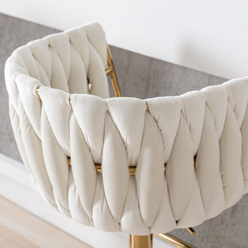 Tabouret de bar pivotant à hauteur réglable avec repose-pieds, Blanc, Taille du paquet: 2