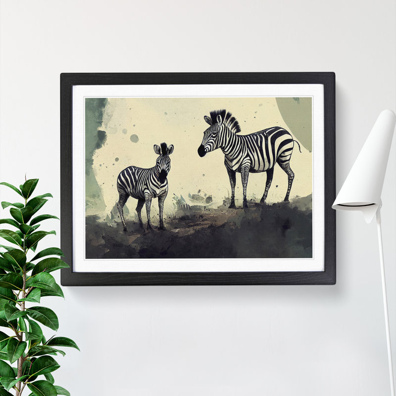 Zebra Vol.2 - Single Picture Frame Painting, Black, 46cm H x 64cm W x 2cm D