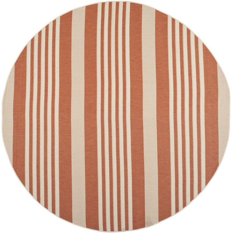 Arneshia Striped Terracotta/ Beige Indoor / Outdoor Area Indoor/Outdoor Area Rug, Round 7'1"