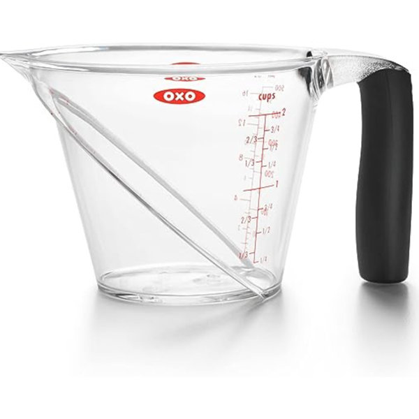 Anchor Hocking Triple Pour Embossed Glass Measuring Cup with White