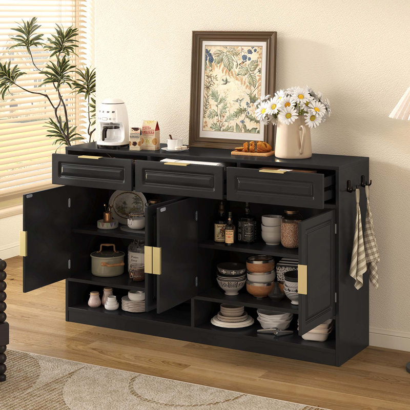 Buffet de rangement multifonctionnel Farmhouse, Noir