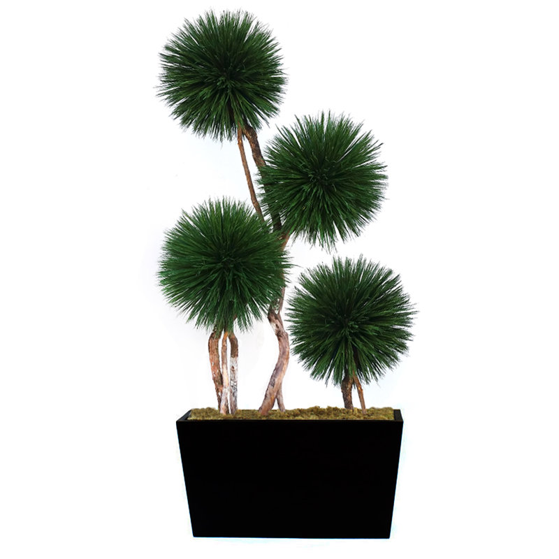 96'' Faux Bonsai Topiary in Metal Planter, Black