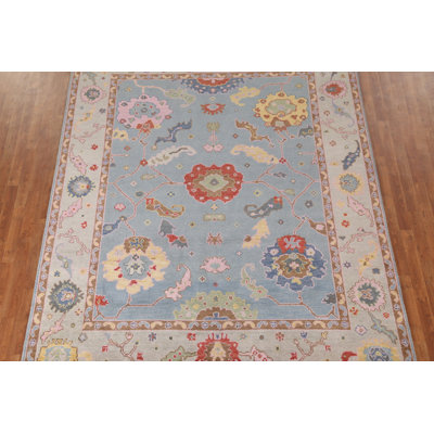 Tapis bleu clair Oushak 8 x 10