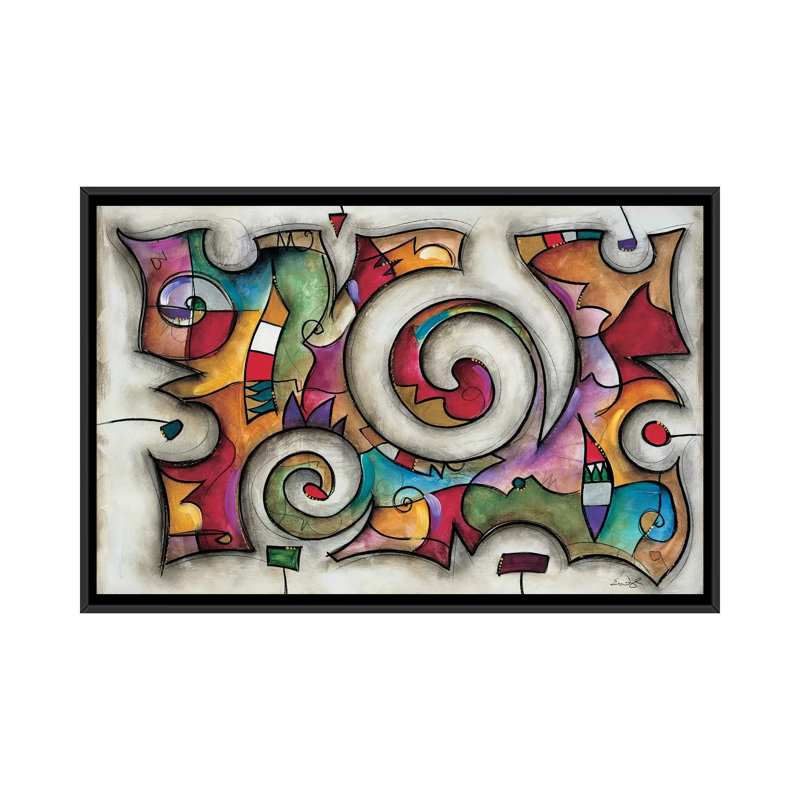 « quadra » par eric waugh, impression sur toile, H 18 po x l 26 po x P 1,5 po, Toile avec cadre flottant noir, Pas de tapis