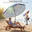 Multicolore parasol de plage avec table pliable et porte-gobelet