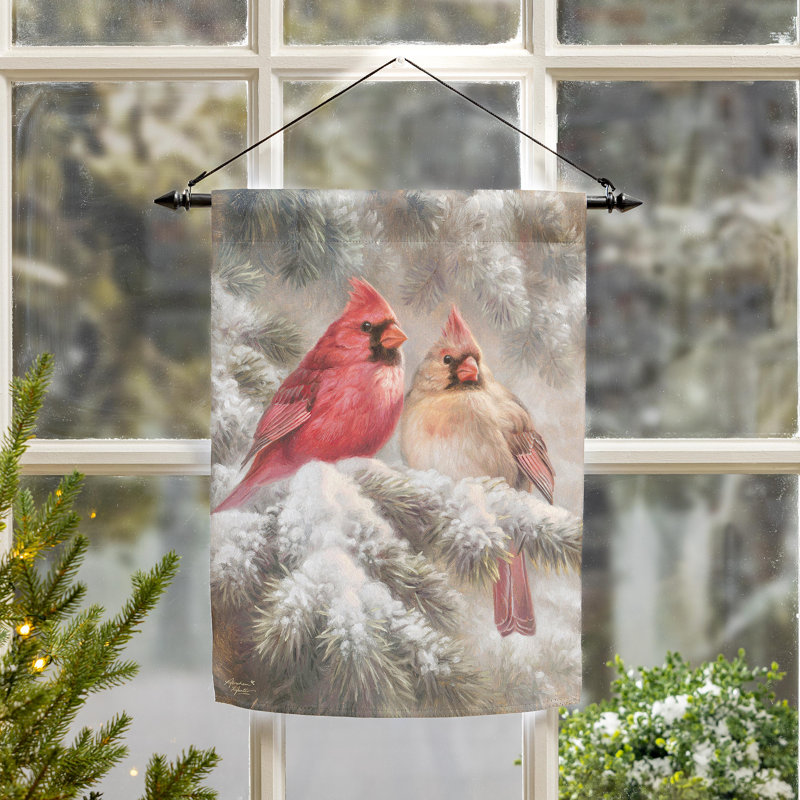 Drapeau de jardin en suède givré Cardinals