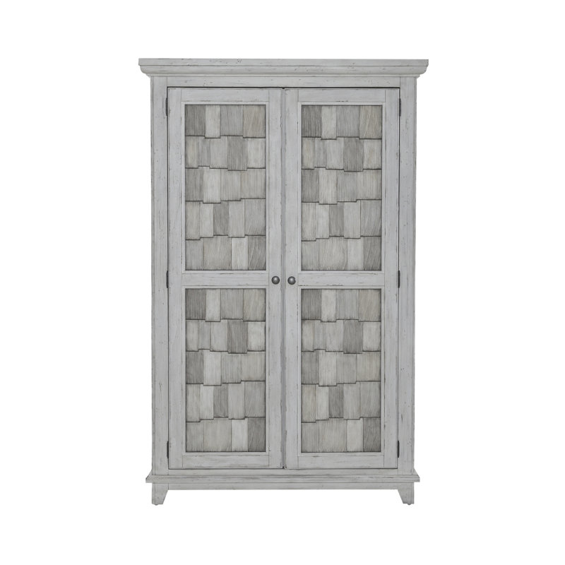 Riverstone White Rustic Pine Armoire with Adjustable Shelves