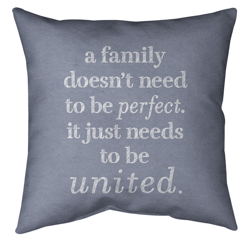 Coussin de sol Family Love, Bleu / Blanc, H 28 po x l 28 po