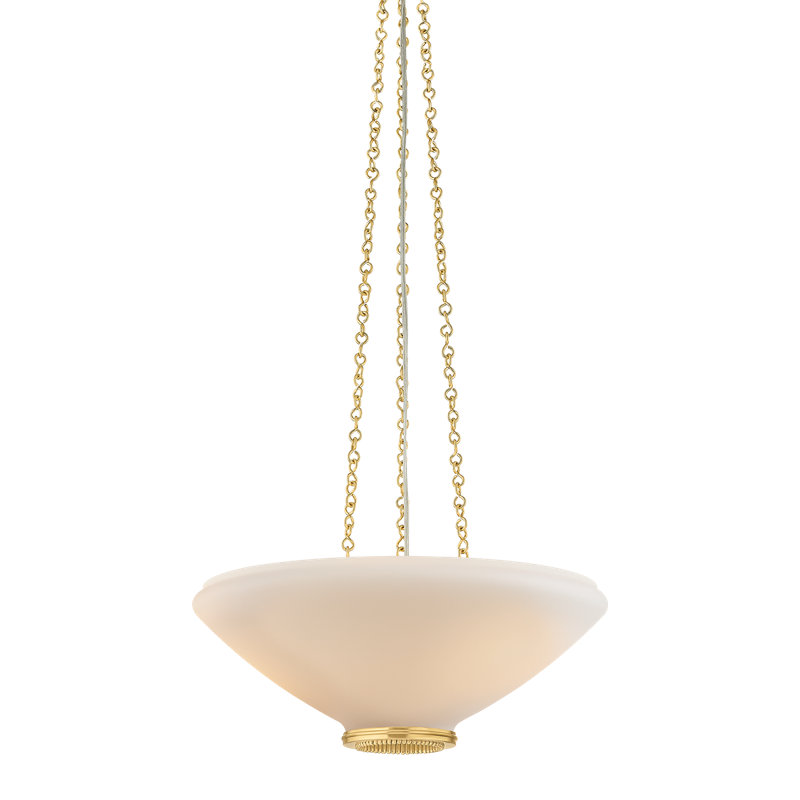 Luminaire suspendu Awosting en laiton vieilli, H 6,25 po x l 17 po x P 17 po, Laiton