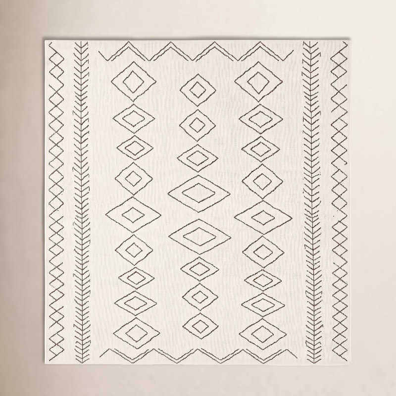 Tapis intérieur / extérieur Ezri Diamond, Carré 7 pi 6 po