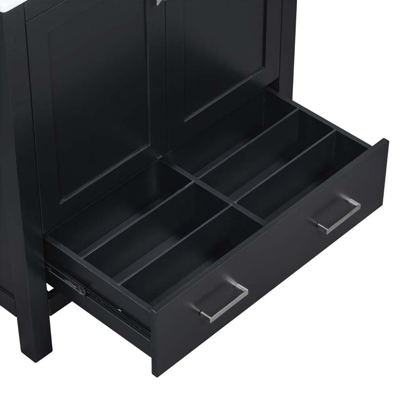 Meuble-lavabo 30 po avec lavabo simple, Noir
