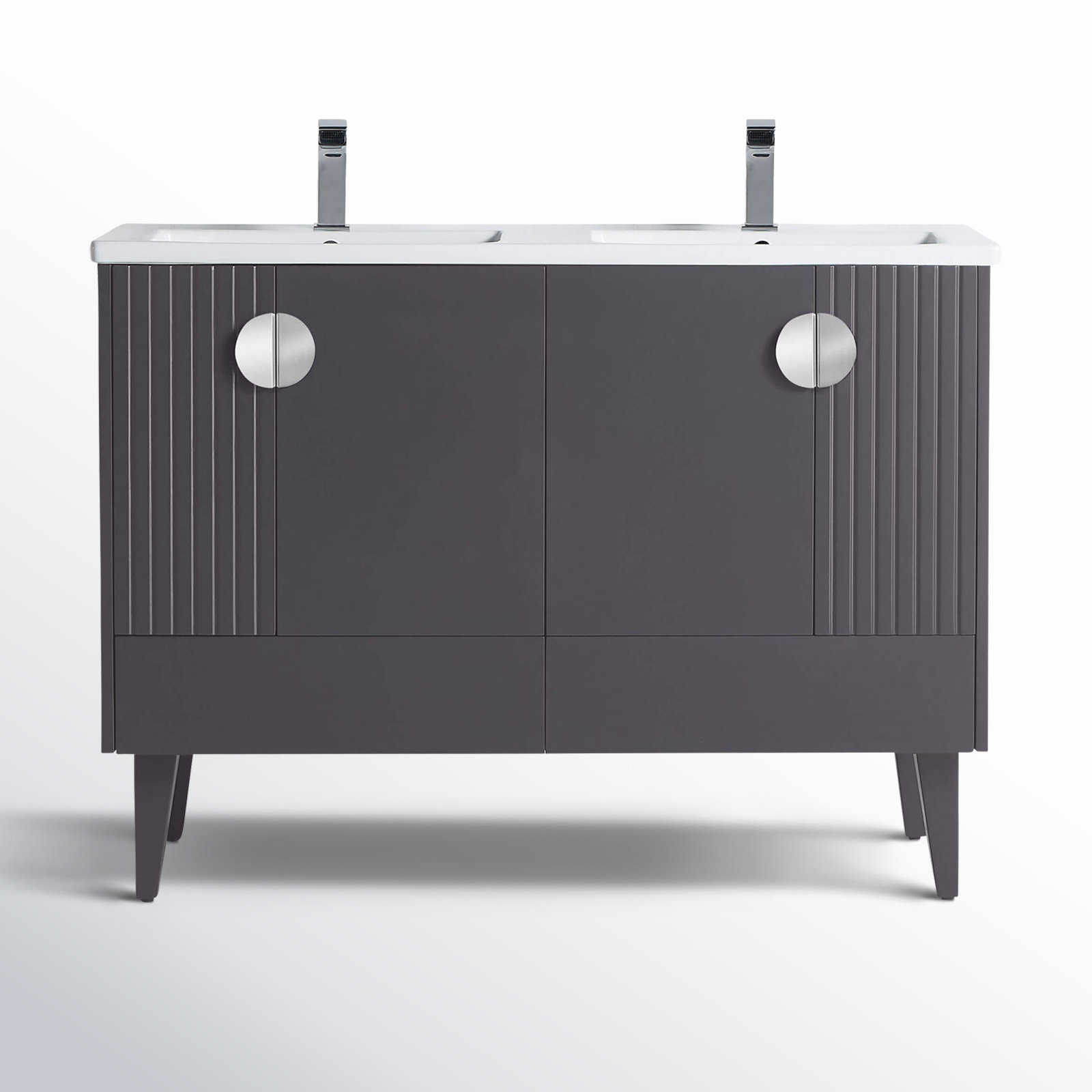 Saimah 47.25'' Double Bathroom Vanity, Rock Gray, Polished Chrome