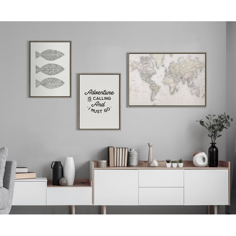 «Vintage World Map» par The Creative Bunch Studio, reproduction d'art sur toile encadrée