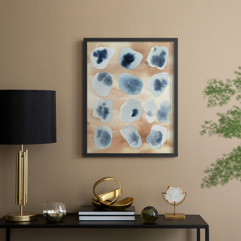 «Tile Serenity Fragments I», reproduction encadrée - bois massif, H 21 po x l 17 po, Cadre noir