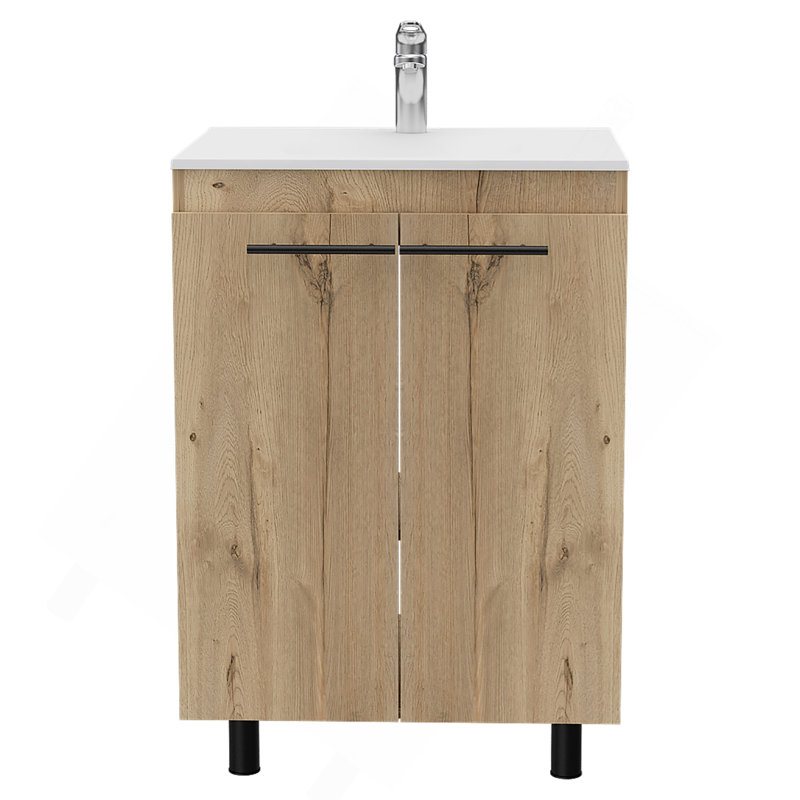 Armoire de meuble-lavabo autoportante 60 "avec division Selma, Chêne clair