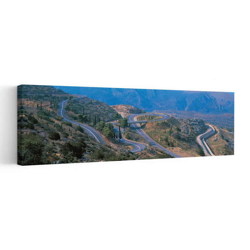 «Highway Delphi», Grèce, paysage contemporain abstrait, art mural, H 16 po x l 48 po