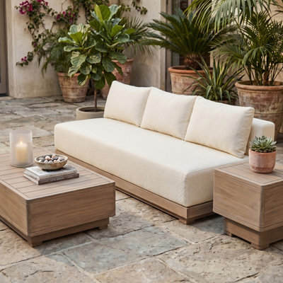 Canapé modulaire d'extérieur en oléfine crème pour performer 77 po Solace