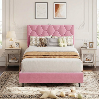 Modern Upholstered Platform Bed Frame - Adjustable Headboard, Heavy Duty Wood Slats, Noise-Free, No Box Spring Needed