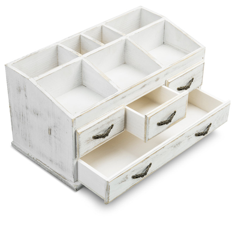 Wooden 7 Compartment Makeup Organiser
